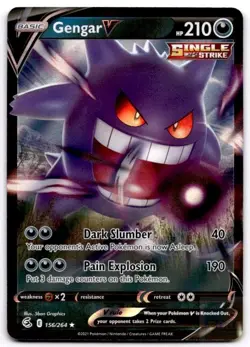 Gengar V 156/264 Holo V Rare Fusion Strike Pokemon Near Mint - Image 1