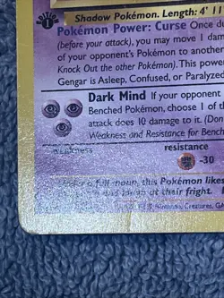Gengar 20/62 Fossil 1st Edition Pokemon - Image 5