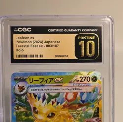 CGC Pristine 10 Leafeon ex Sv8a Terastal Fest ex 2024 JP Holo 003/187 - Image 2
