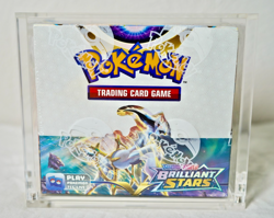 Pokemon TCG Brilliant Stars Booster Box Factory Sealed in Acrylic Display Case - Image 1
