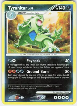 Pokemon Tyranitar 17/123 Holo Rare Mysterious Treasures Pokemon MP - Image 1