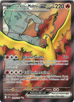 TEAM ROCKET'S MOLTRES EX 208/182 ULTRA RARE DESTINED RIVALS POKEMON NEAR MINT - Image 2