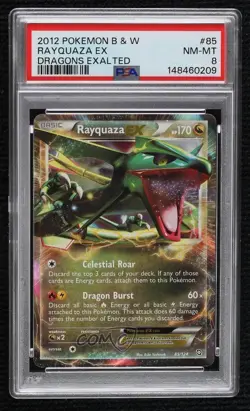 Rayquaza EX Pokemon Black & White Dragons Exalted PSA 8 - Image 1