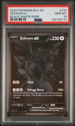 2025 POKEMON BLK EN-BLACK BOLT BLACK WHITE RARE #172 ZEKROM EX PSA 10 - Image 1