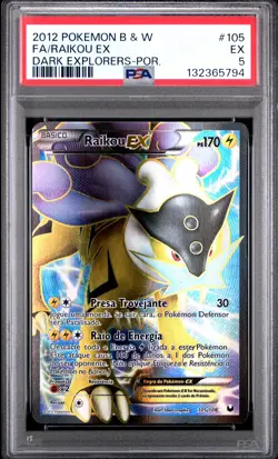 2012 POKEMON BLACK & WHITE DARK EXPLORERS PORTUGUESE FULL ART/RAIKOU EX PSA 5 - Image 1