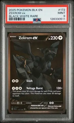 2025 POKEMON BLK EN-BLACK BOLT BLACK WHITE RARE #172 ZEKROM EX PSA 9 - Image 1