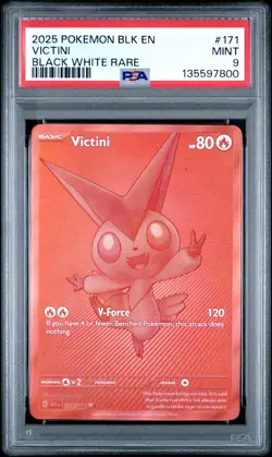 2025 Pokemon Black Bolt Victini #171 MINT PSA 9 Black White Rare - Image 1