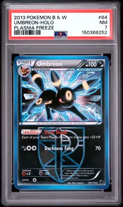 2013 POKEMON BLACK & WHITE PLASMA FREEZE #64 UMBREON-HOLO PSA 7 - Image 1