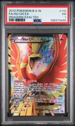 2012 POKEMON BLACK & WHITE DRAGONS EXALTED #119 FULL ART/HO-OH EX PSA 1 - Image 1