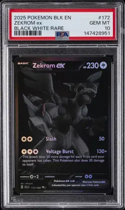 2025 POKEMON BLK EN-BLACK BOLT BLACK WHITE RARE #172 ZEKROM EX PSA 10 - Image 1