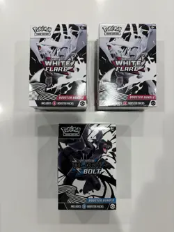 Pokemon TCG: Scarlet & Violet White Flare Lot of (2) + Black Bolt Booster Bundle - Image 1