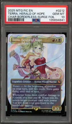 Magic MTG Terra Herald of Hope FIC CHAR Borderless Surge Foil #0212 PSA 10 - Image 1