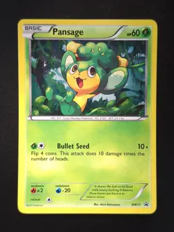 2011 Pokemon PANSAGE #BW11 BW Black Star Promo Black & White Emerging Powers ENG - Image 1