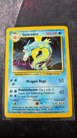 Base Set Gyarados 6/102 Holo Pokemon Card Unlimited 1999 WOTC - Image 1