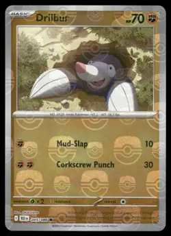 Pokemon Cards Drilbur 045/086 MASTERBALL Black Bolt Holo Common NM - Image 1