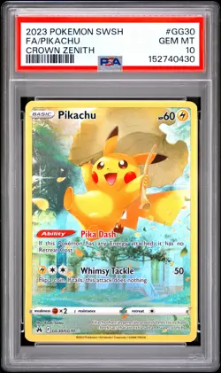 2023 POKEMON SWORD & SHIELD CROWN ZENITH #GG30 FULL ART/PIKACHU PSA 10 - Image 1