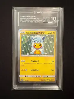 2017 Pokemon TCG Poncho Wearing Pikachu Alolan Vulpix #037/SM-P TAG 10 Gem Mint - Image 1