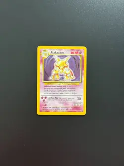 Pokemon TCG Alakazam Base Set Holo Rare 1/102 Stage 2 80 HP English 1999 - Image 1