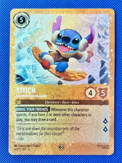 Stitch - Carefree Snowboarder 42/P3 Promo Glimmer Foil Disney Lorcana NM - Image 1