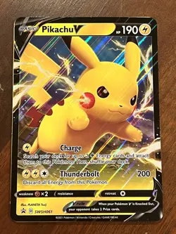 2021 Pokemon Pikachu V SWSH061 Promo Jumbo Card - Image 1