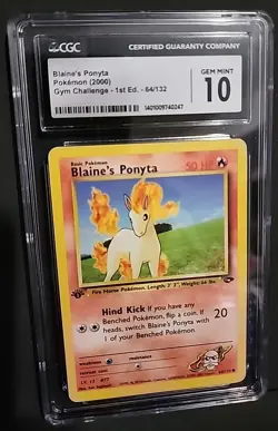 Pokemon TCG Blaine's Ponyta Gym Challenge 64/132 1st Edition with Bonus Card - Image 2