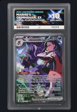 Pokemon EN Ascended Heroes Marnie's Grimsnarl Ex #287/217 Ace GEM MT 10 - Image 1