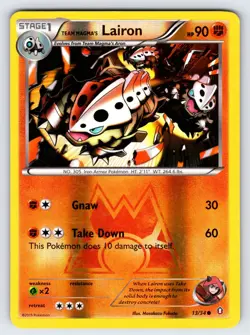 Team Magma's Lairon 13/34 2015 Double Crisis Pokemon Card Reverse Holo - Mp - Image 1
