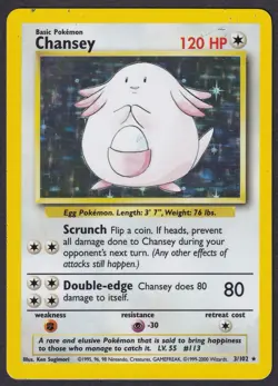 Pokemon Chansey 3/102 Holo 1999-2000 UK 4th Print Base Set - Image 1