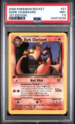 2000 POKEMON ROCKET 1ST EDITION #21 DARK CHARIZARD PSA 7.5 - Image 1