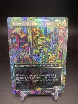 MTG TMNT Mikey & Leo, Chaos & Order (Borderless) R Foil 200 NM - Image 1