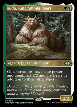 Mint/Near-Mint, English - 1 x MTG Kudo, King Among Bears - Foil Etched Modern Ho - Image 1