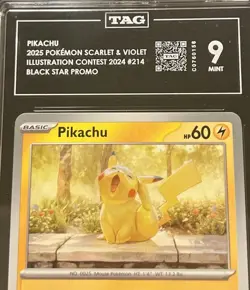 Pokemon 2025 Scarlet & Violet Pikachu Illustration Contest Black Star Tag Mint 9 - Image 2