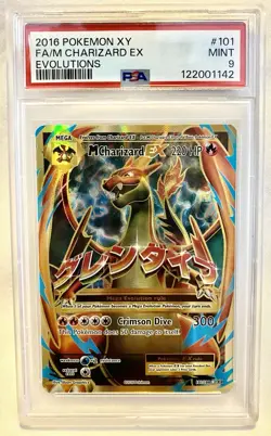 2016 Pokemon M Charizard EX (Full Art) 101/108 Evolutions Holo PSA 9 - Image 1