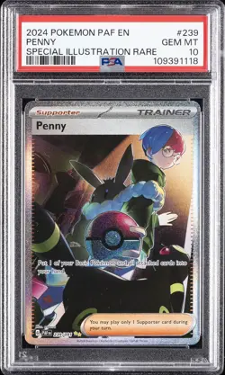 2024 POKEMON PAF EN-PALDEAN FATES SPECIAL ILLUSTRATION RARE #239 PENNY PSA 10 - Image 1
