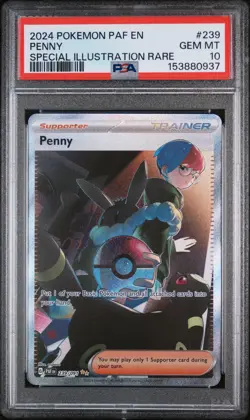 2024 POKEMON PAF EN-PALDEAN FATES SPECIAL ILLUSTRATION RARE #239 PENNY PSA 10 - Image 1