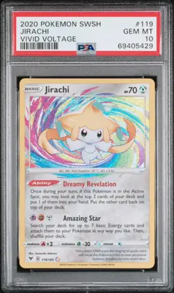 Pokemon TCG SWSH Vivid Voltage Jirachi Holo Amazing Rare 119/185 - PSA 10 - Image 1