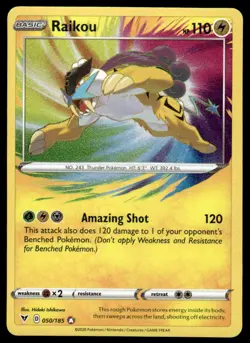 Pokemon TCG SWSH04: Vivid Voltage #050/185 Raikou NM - Image 1