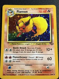 Flareon 3/64 Pokemon TCG Jungle Holo Foil Rare Card Lightly Played LP - Image 1
