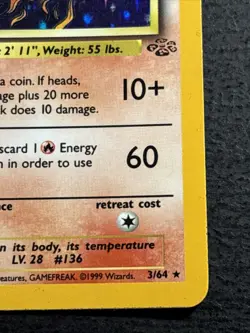 Flareon 3/64 Pokemon TCG Jungle Holo Foil Rare Card Lightly Played LP - Image 4