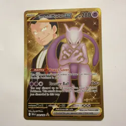 Pokemon Team Rockets Mewtwo EX Gold Full Art Holo Card 240/182 Destined Rivals - Image 1