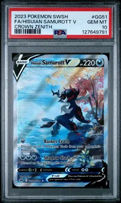 2023 POKEMON SWORD & SHIELD CROWN ZENITH FULL ART/HISUIAN SAMUROTT V PSA 10 - Image 1