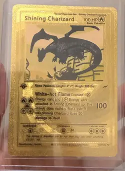 Shining Charizard 107/105 Gold metal Card Pokemon Card 1st Edition - Image 1