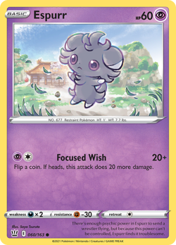 Espurr 60/163 Common | Battle Styles | Pokemon Card - Image 1