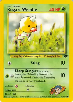 Koga's Weedle #82 Gym Challenge Pokemon TCG 1999 - Image 1