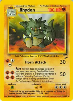 Rhydon - 59/130 Base Set 2 - Pokemon TCG - 2000 - Image 1