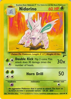 Nidorino - 54/130 Base Set 2 - Pokemon TCG - 2000 - Image 1