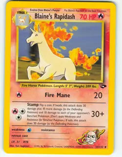 Blaine's Rapidash - 33/132 Gym Challenge - Pokemon TCG - 2000 - Image 1