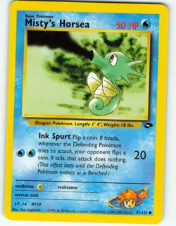 Misty's Horsea - 87/132 Gym Challenge - Pokemon TCG - 2000 - Image 1