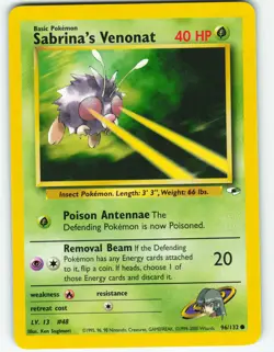 Sabrina's Venonat - 96/132 Gym Heroes - Pokemon TCG - 2000 - Image 1