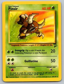 Pinsir 29/130 Rare Base Set 2 Pokemon Lightly Played - Image 1